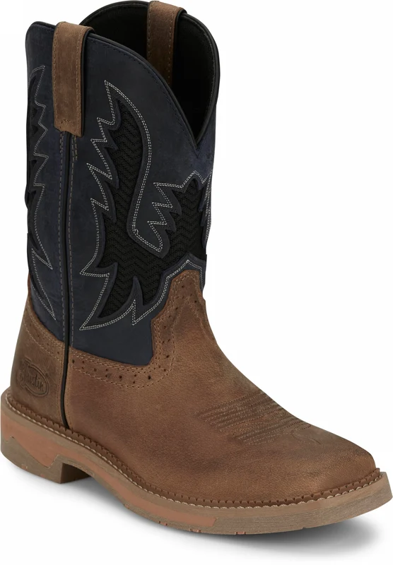 Justin Mens Bolt 11" Work Boots Peanut Tan Brown / 12 EE