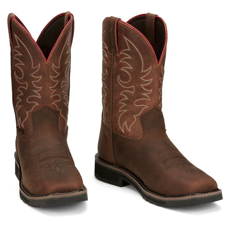 Justin Mens Driller WP SteelToe Boot Brown / 8 EE
