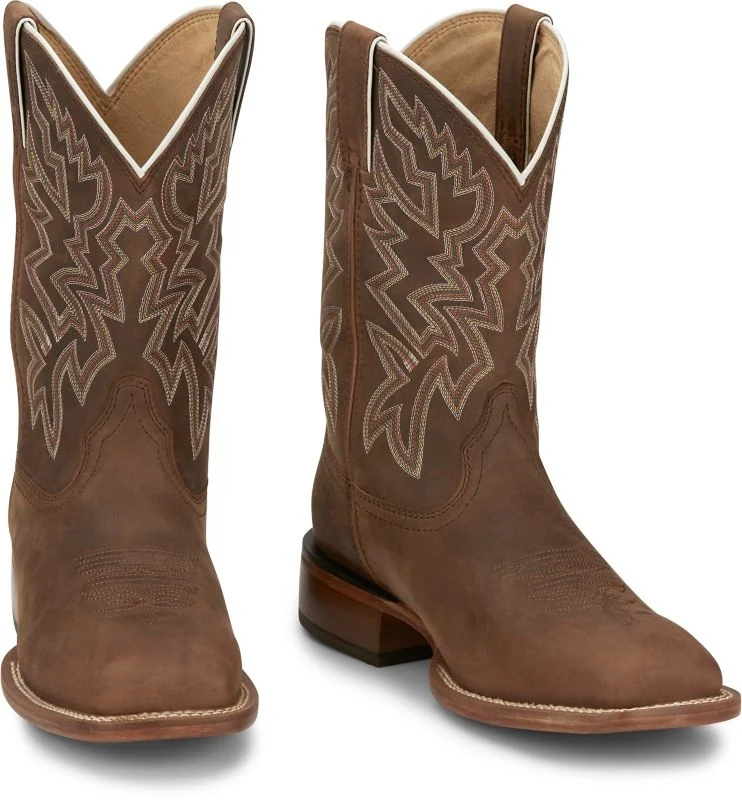 Justin Mens Guy Square Toe Boots Brown / 11 EE