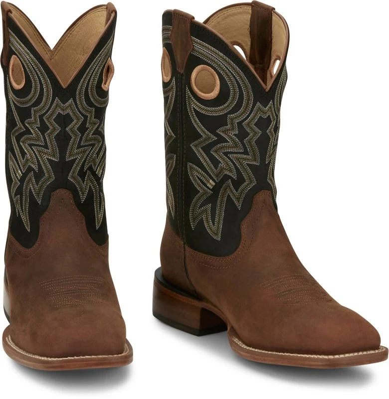 Justin Mens Tuf Square Toe Boots Black / 11 D