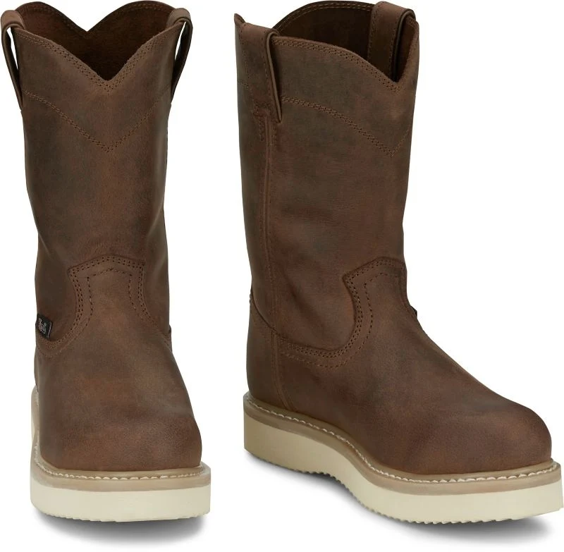 Justin Mens Ram Rnd Toe ST Boots Brown / 11 EE