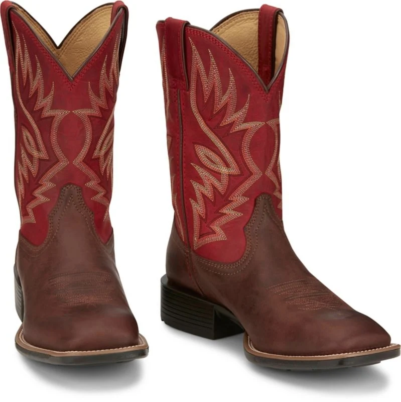 Justin Mens Zeke Sq Toe Boots Red / 7.5 D