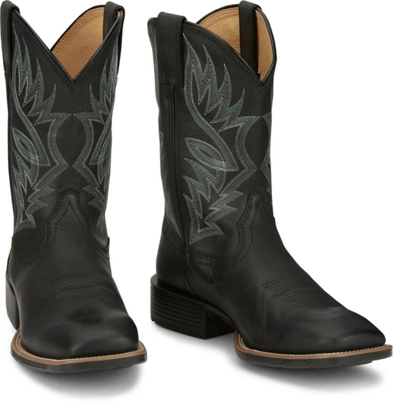 Justin Mens Zeke Sq Toe Boots Black / 7 D
