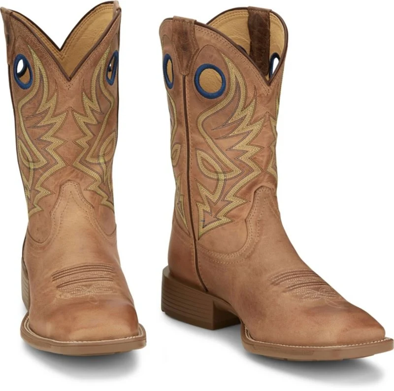 Justin Mens Pickett Square Toe Boots Tan / 7.5 D