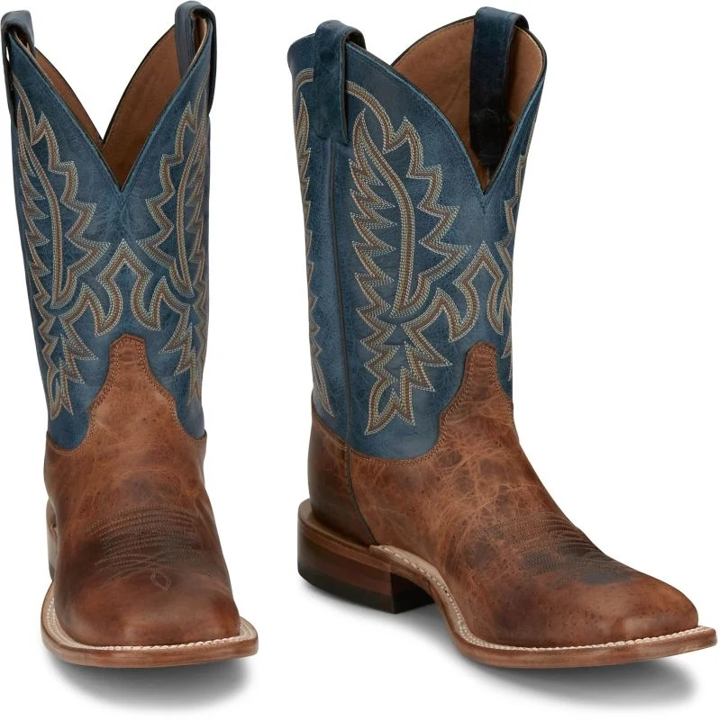 Justin Mens Poston Square Toe Boots Navy / 7 EE