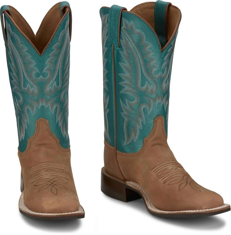 Justin Ladies Shay Square Toe Boots Jade / 8.5 B