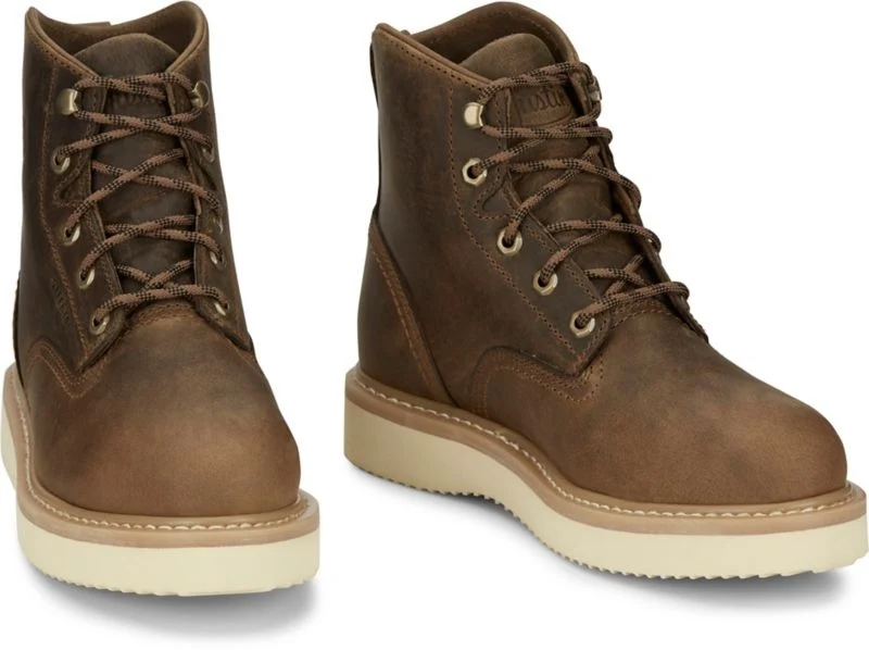 Justin Mens Maxwell Rnd Toe ST Boots Tan / 11 EE