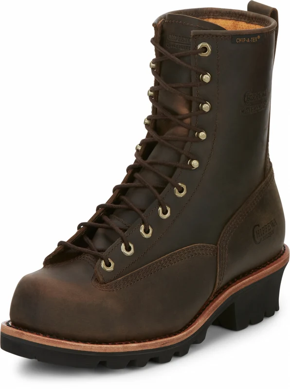 Chippewa Mens Paladin 8" Waterproof Insulated Steel Toe Logger Boots Bay Apache Brown / 9.5 W