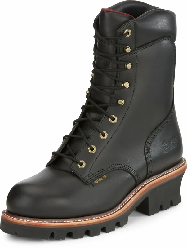 Chippewa Mens Super DNA 9" Waterproof Steel Toe Insulated Logger Boots Black Oiled / 8.5 E
