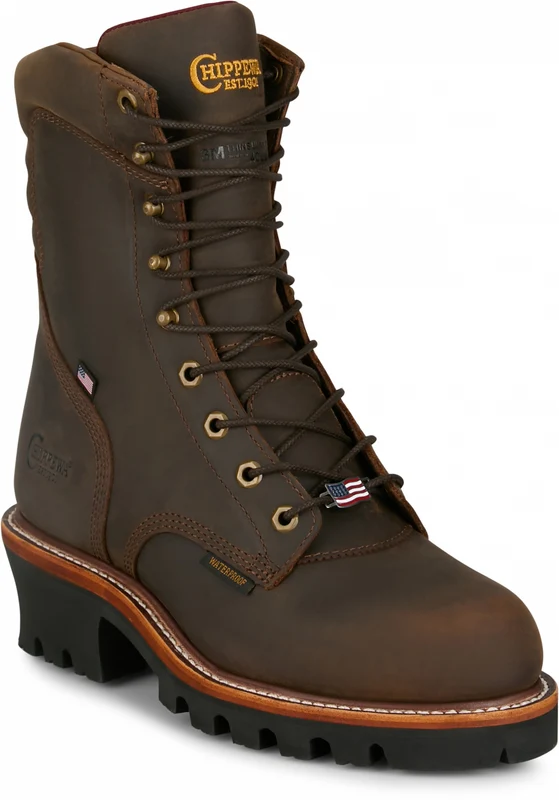 Chippewa Mens Super Logger 9" Waterproof Insulated Boots Brown / 9.5 EEE