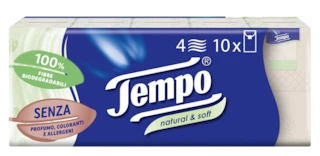 Tempo fazzoletti natural&soft 10 pezzi da 9 fazzoletti