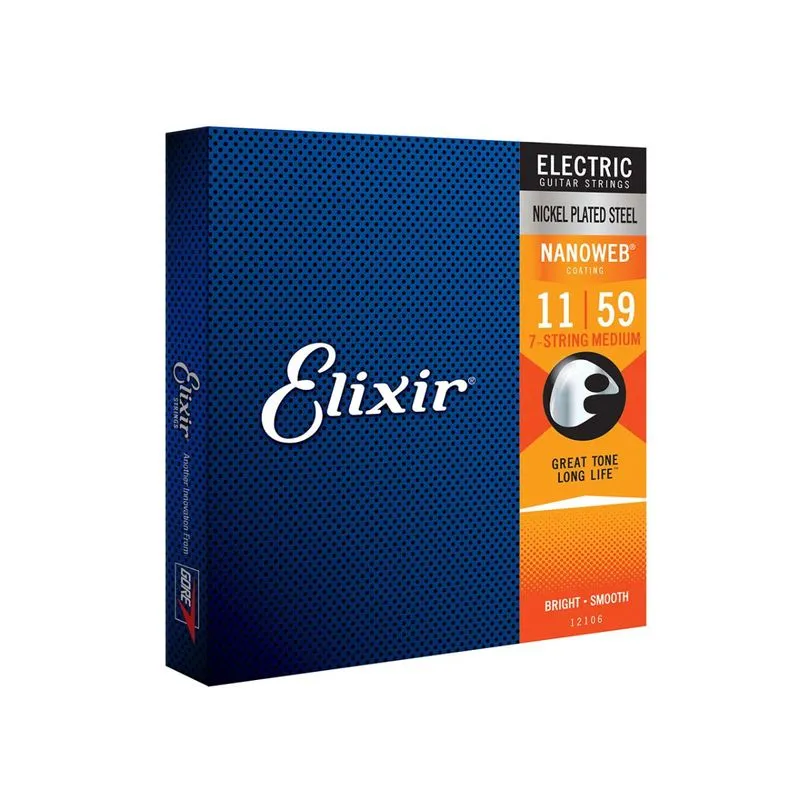Encordoamento Elixir .011 Medium Nanoweb Guitarra 7 Cordas