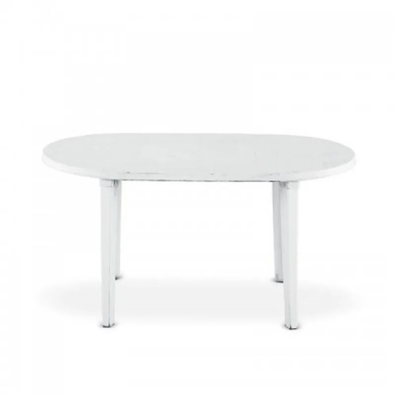 Mesa 140 cm x 80 cm Ovalada Plástico Blanco