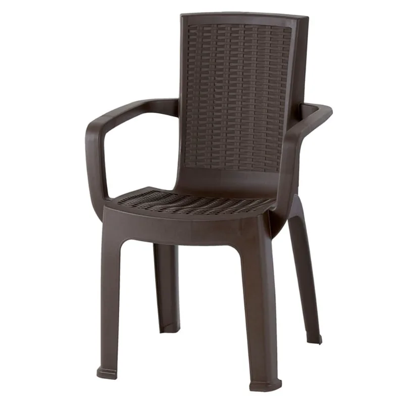 Silla exterior con brazos Aura wengue polipropileno 85.5x54x55.5cm Vanyplas