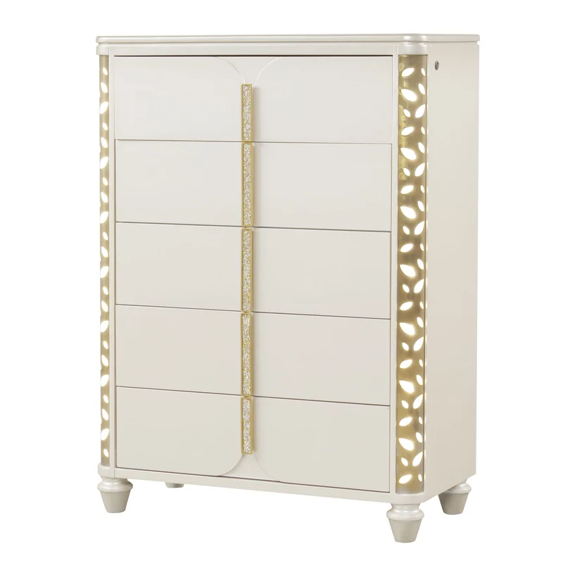 Cinderella - Chest With LED Accents And 5 Storage Drawers - Beige