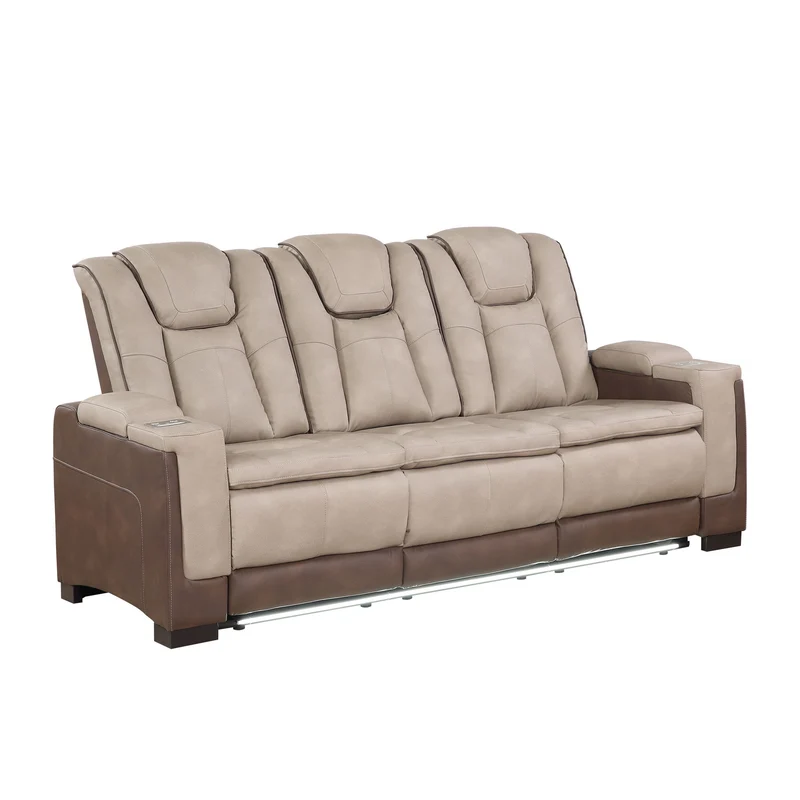 Bruno - Power Reclining Sofa With LED Lighting Light Brown
