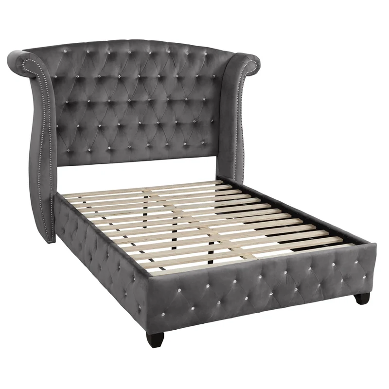 Sophia - Upholstered Bed Dark Gray / Queen