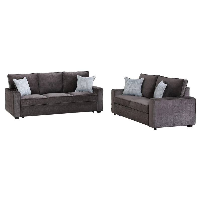Rita - Living Room Set With LED Dark Gray / 2 Pc. Sofa, Loveseat