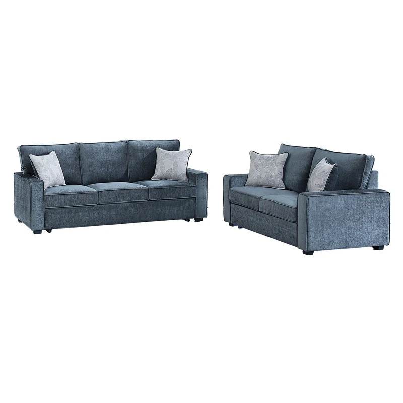 Rita - Living Room Set With LED Blue / 2 Pc. Sofa, Loveseat