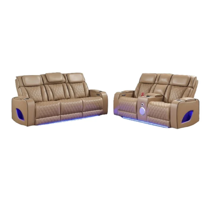 Fortuner - Power Reclining Living Room Set Light Brown / 2 Pc. Sofa, Loveseat