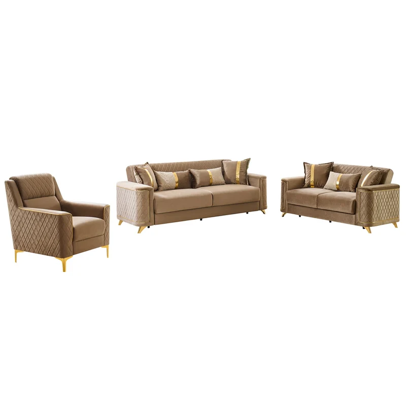 Lisa - Living Room Set Bronze / 3 Pc. Sofa, Loveseat, Chair