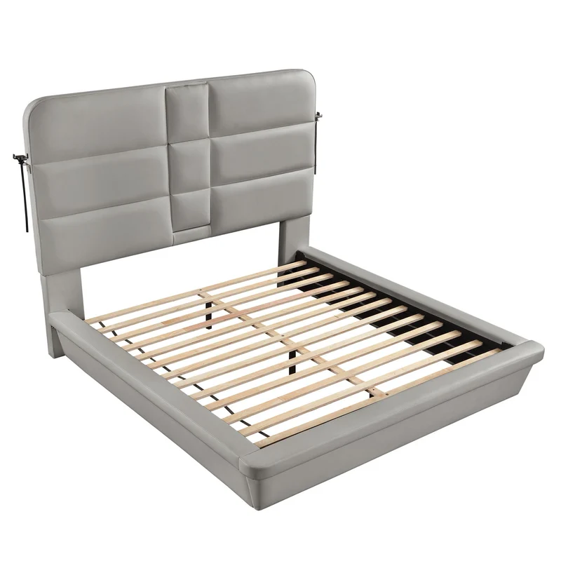 Futura - Upholstered Bed With Tall Headboard Gray / Queen