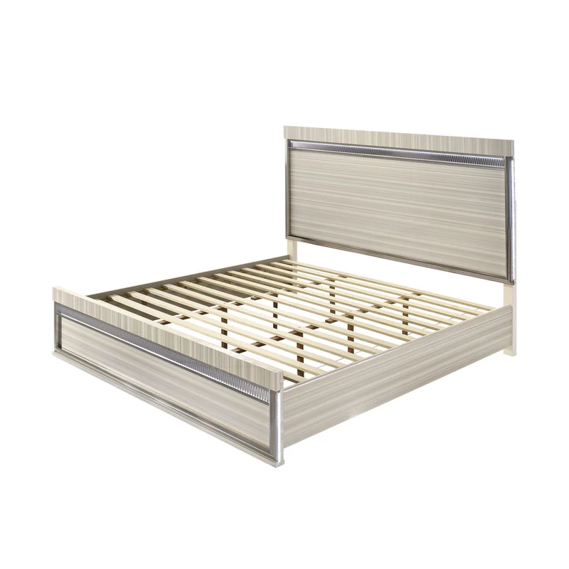 Leonor - Bed With LED Headboard And Footboard Light Gray / Queen