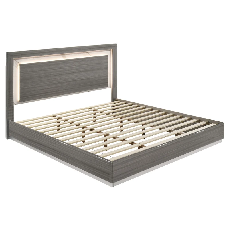 Altima - Bed With LED Headboard Dark Gray / Queen