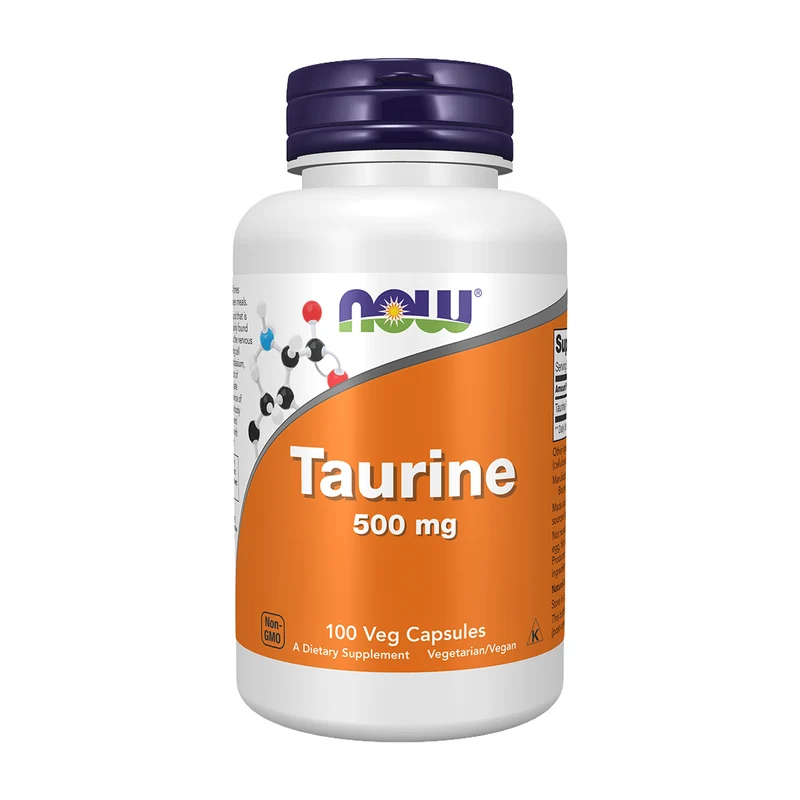 TAURINE 500 MG 100 VEG CAPS, NOW SIN SABOR