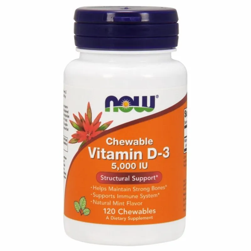 Vitamina D-3 Sabor Menta 120 Mastigáveis Da Now Foods (pacote Com 4)