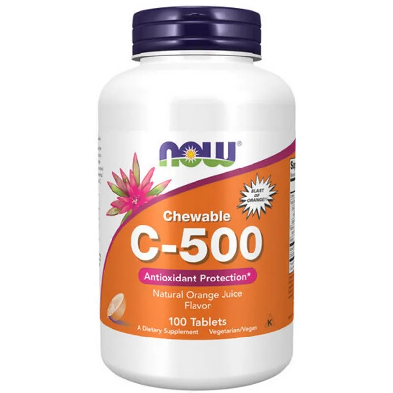 Vitamina C-500 Laranja Mastigável 100 Comprimidos Até Agora Alimentos