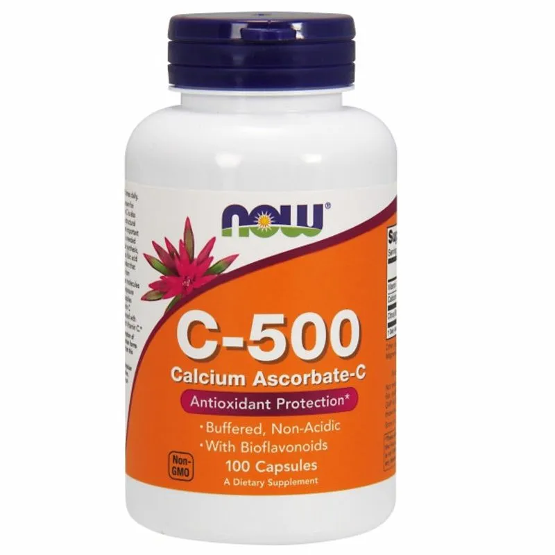 Vitamina C-500 Ascorbato De Cálcio 100 Cápsulas Vegetais Da Now Foods (pacote Com 2)