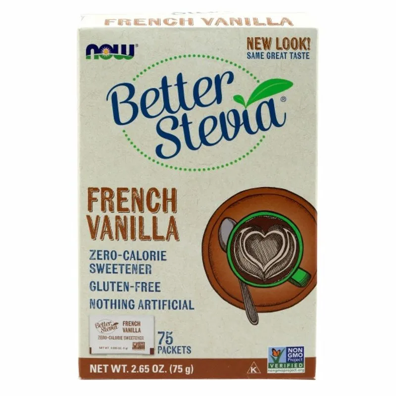 Pacotes De Stevia De Baunilha Francesa 75/caixa Da Now Foods (pacote Com 4)