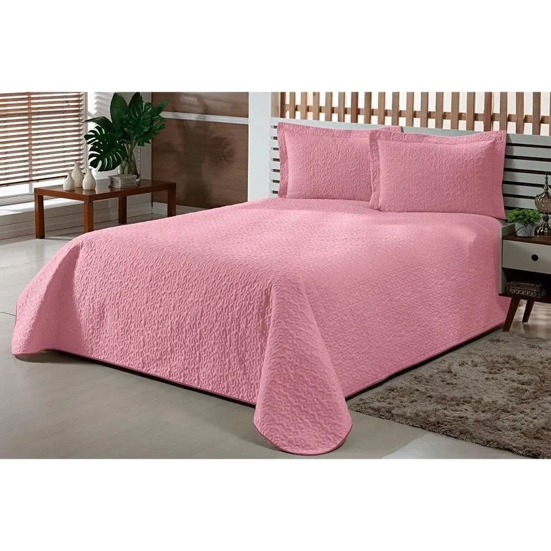 Cobre Leito Casal Queen 03Pç Matelado 2,20 X 2,40 Rosa