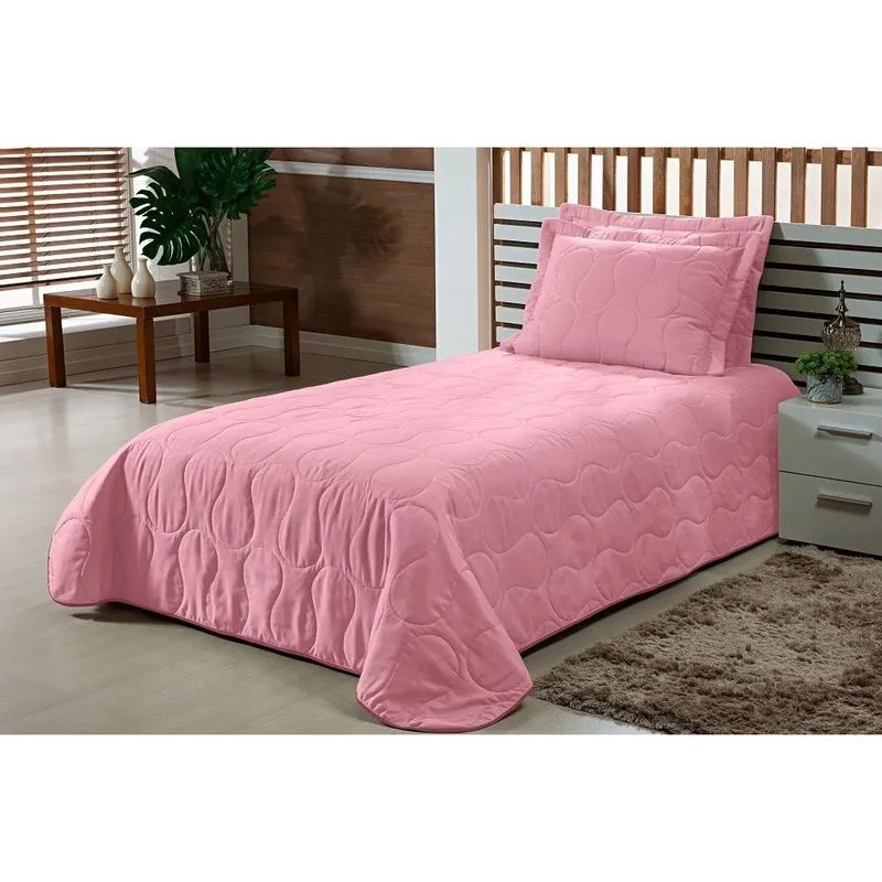 Cobre Leito Solteiro 2Pç Ondas 1,50 X 2,40 Rosa