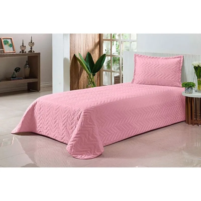 Colcha Solteiro Matelado 02 Pç Poliéster Caíro Rosa