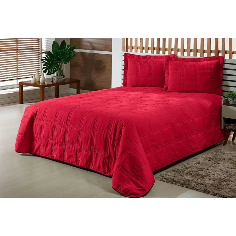 Cobre Leito Casal Padrão 3 Pç Matelado Vermelho