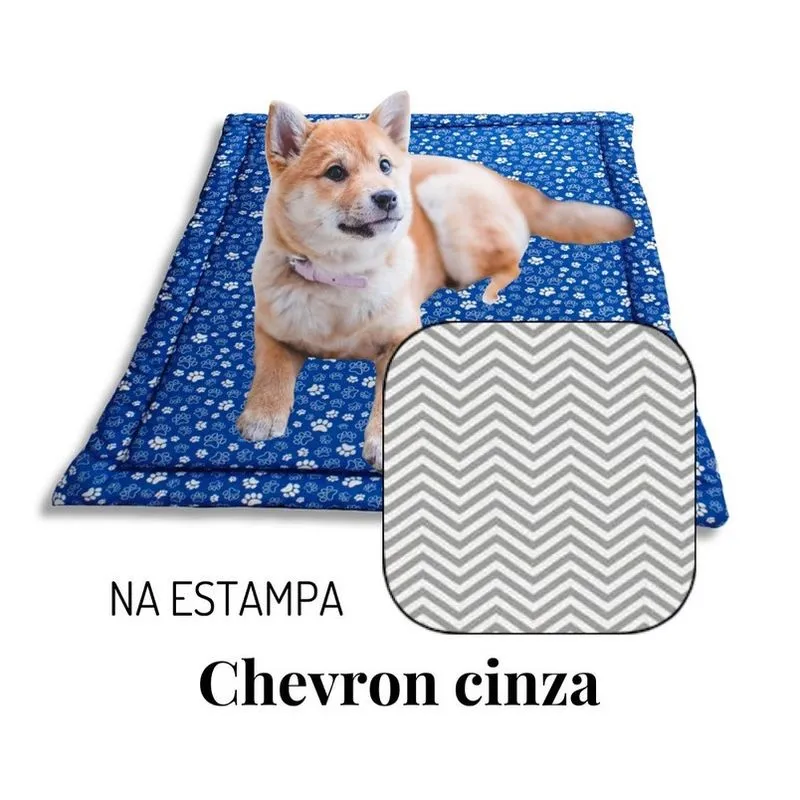 Colchonete pet P 60x40 gatos cães porte pequeno cinzachevron