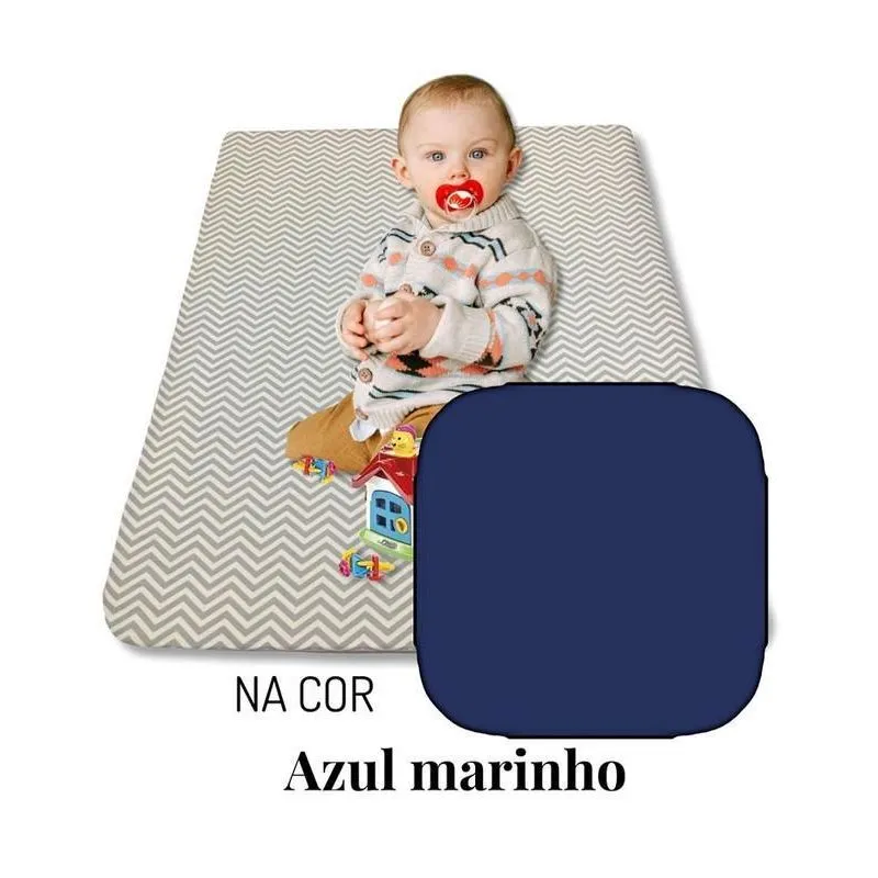 Colchão Colchonete De Bebê Infantil Zíper 90x60 Azul Marinho
