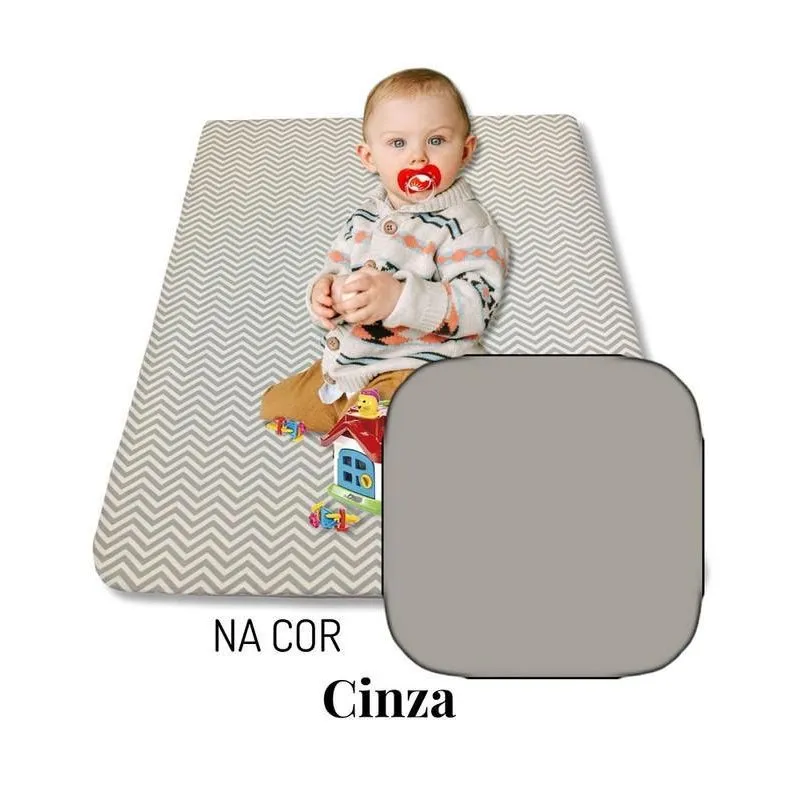 Colchão Colchonete Para Atividade Bebê 90x60 Zíper Cinza