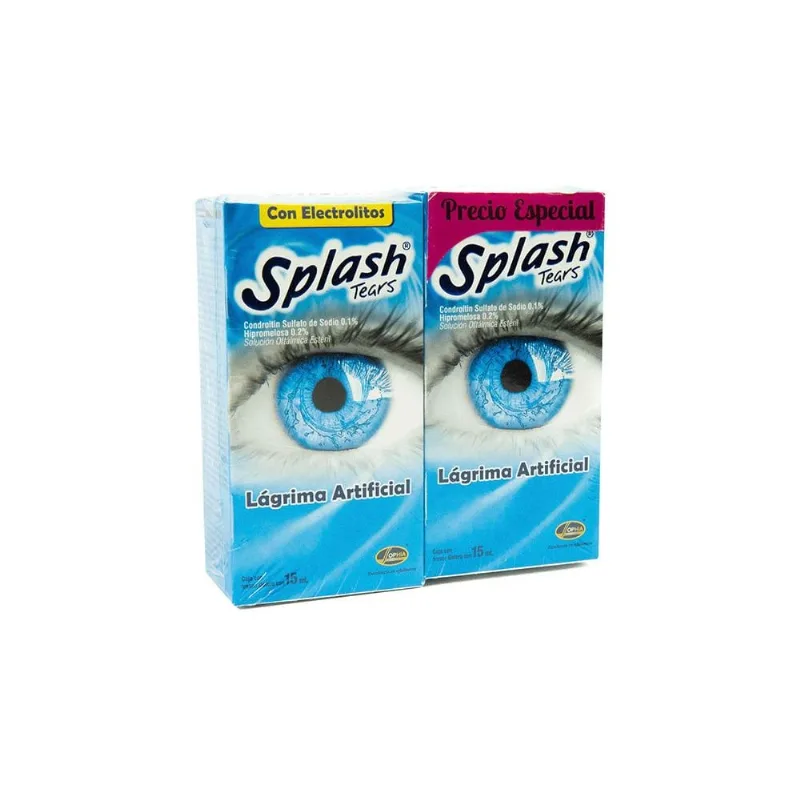 Splash Tears Solución Oftálmica 2 Cajas con Frasco Gotero con 15 Ml