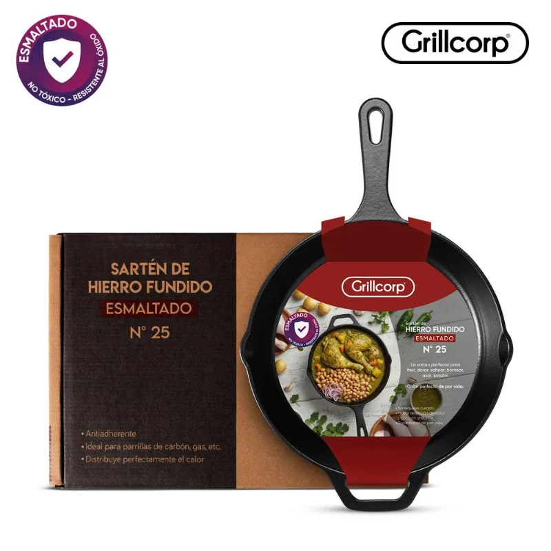Sarten Grillcorp N25 De Hierro Fundido Esmaltado