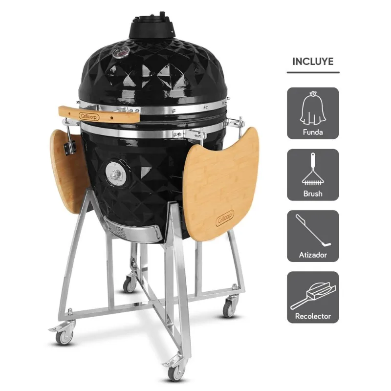 Kamado Diamante 21 Negro más 4 accesorios