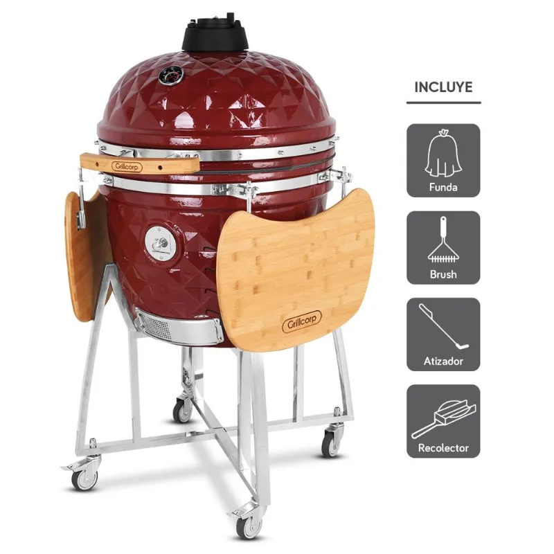 Kamado Diamante 23.5 Rojo más 4 accesorios