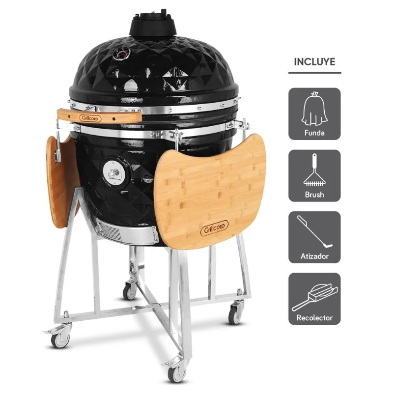 Kamado Diamante 23.5 Negro más 4 accesorios