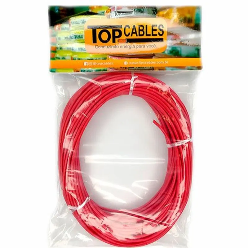 Cabo Elétrico Top Cables 4mm Peça Com 25 Metros Vermelho (MP)