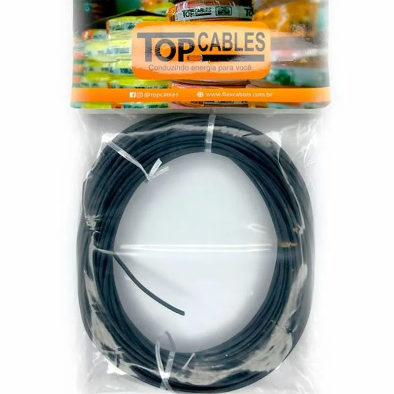 Cabo Elétrico 6mm Peça Com 25 Metros Top Cables Preto (MP)