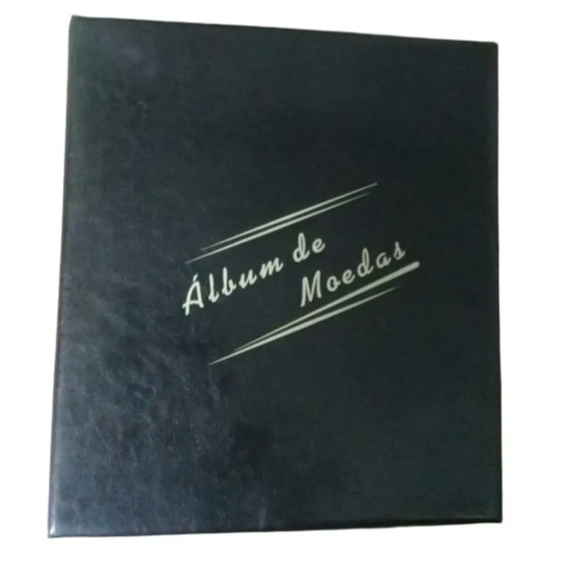 Álbum Acolchoado Preto 200 Moedas 4 Argolas