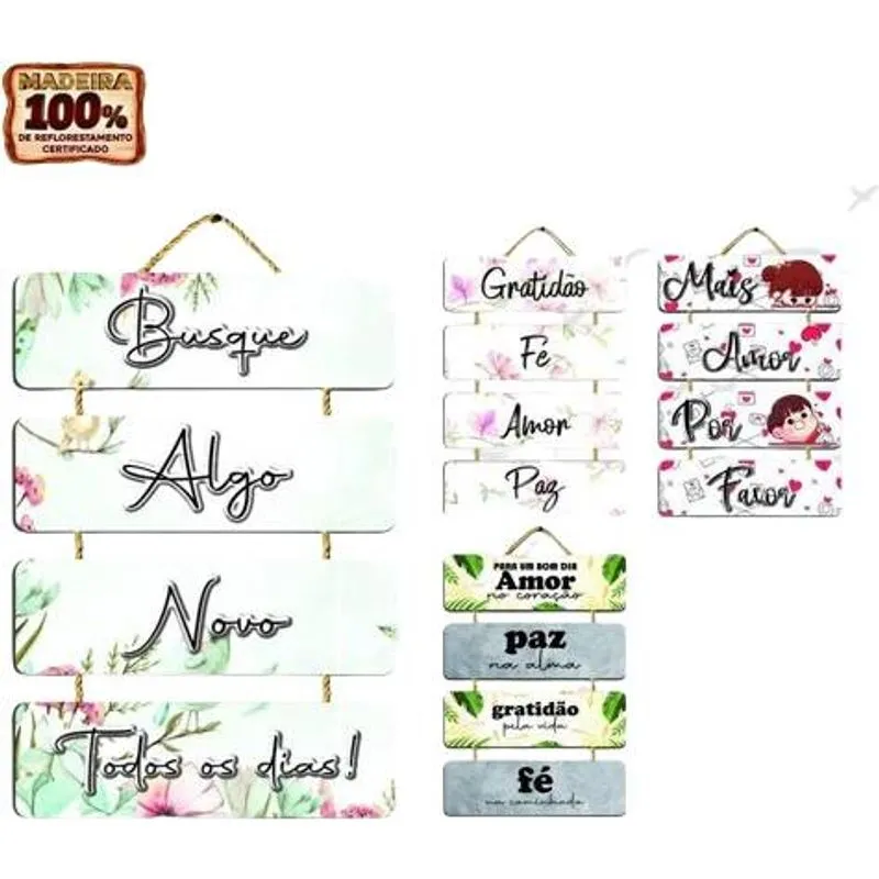 Quadro Quatro Partes Decorativos Amor Mdf Sortidos Multiarte