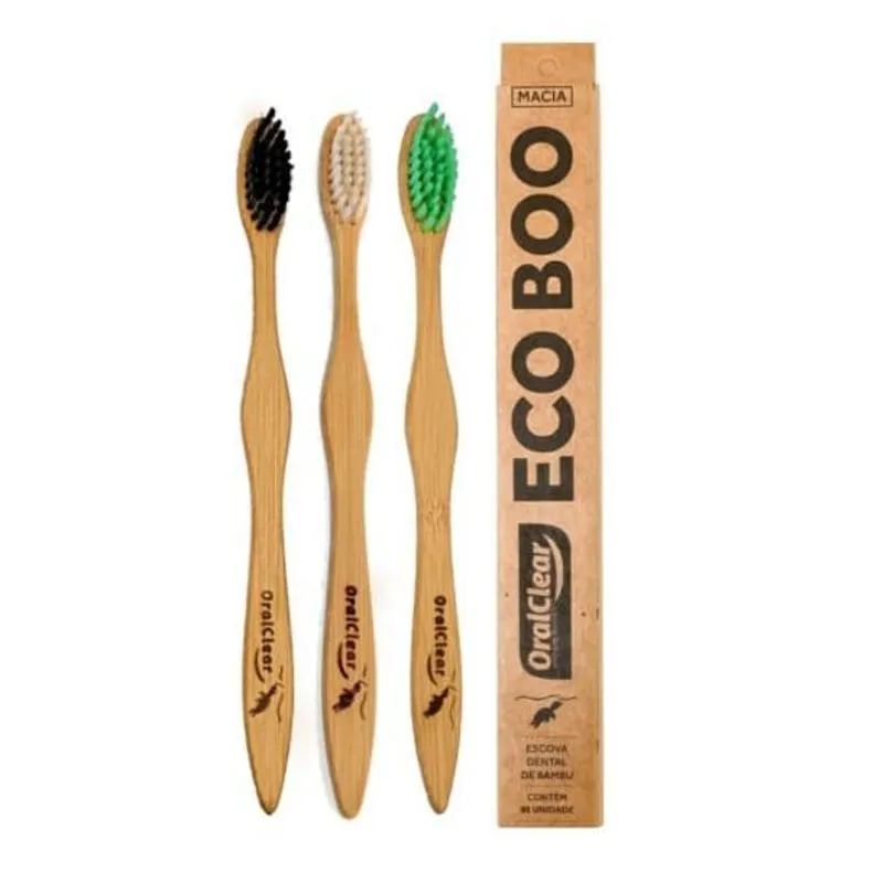 Escova De Dente De Bambu Cerda De Carvão Nacional Kit 50 Un